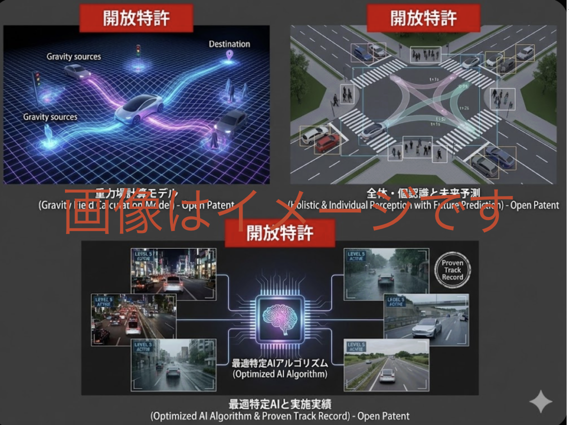 「重力場理論を使用した車の自動運転計算方法　レベル５のＡＩ」のアイキャッチ画像
