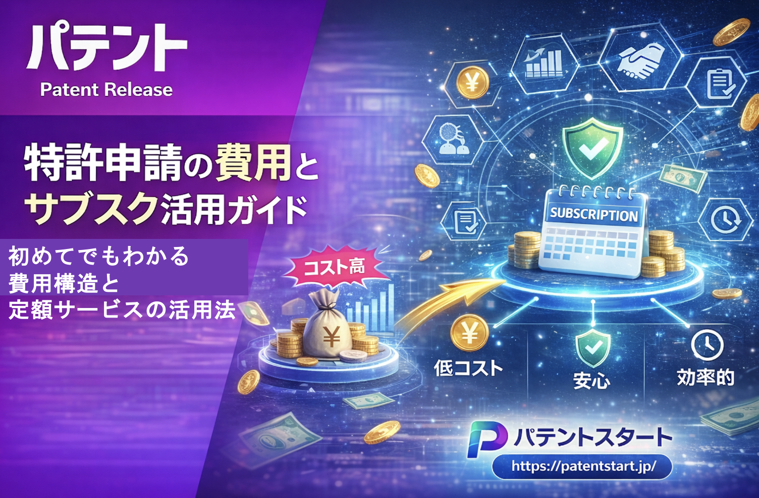 「特許申請の費用とサブスク活用ガイド」のアイキャッチ画像