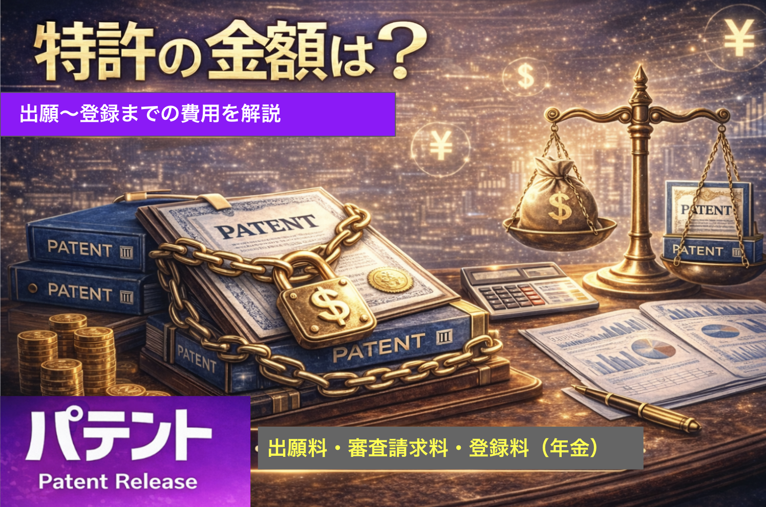「特許の金額はいくら？出願〜登録までの費用をわかりやすく解説（2026年版）」のアイキャッチ画像