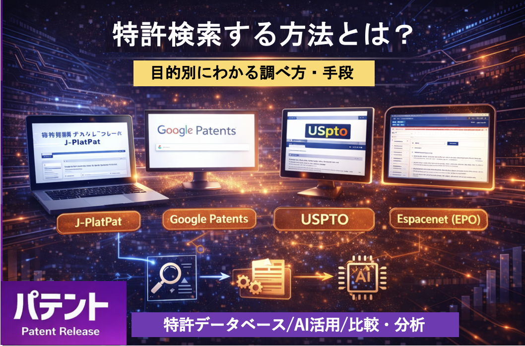 「特許検索する方法とは？目的別にわかる調べ方」のアイキャッチ画像