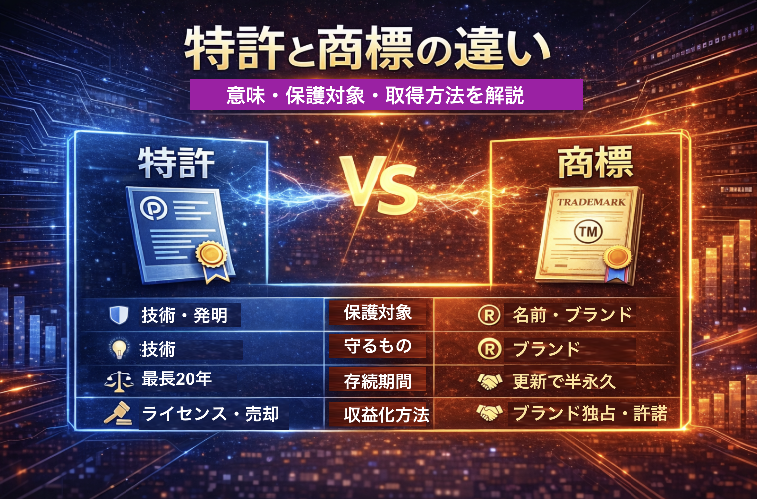 「特許と商標の違いとは？」のアイキャッチ画像