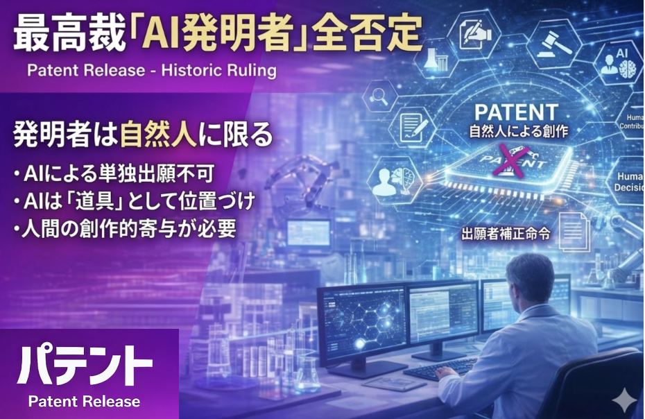 「【速報】最高裁が「AI発明者」を全否定――日本の特許制度、歴史的転換点へ」のアイキャッチ画像